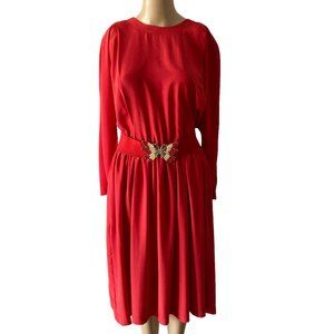 Vintage Jubilation Red Size 7-8 1970's Fit and Flare Dress